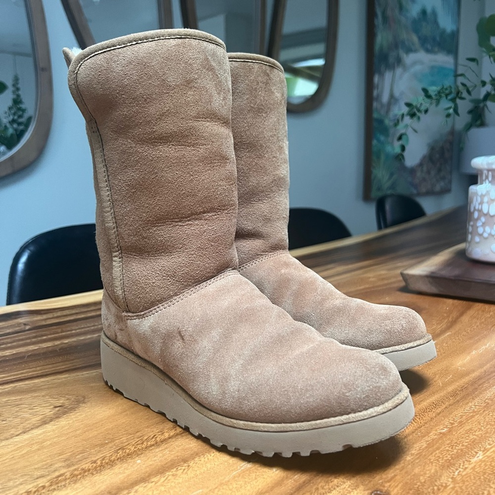 UGG Kristin Wedge Tan Suede Boots